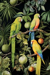 Exotic pattern with parrots