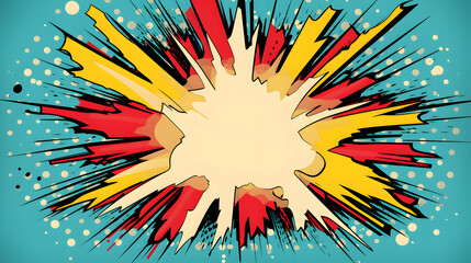 Fototapeta premium VIntage retro comics boom explosion crash bang cover book design with light and dots. Can be used for decoration or graphics. Graphic Art. Generative AI.