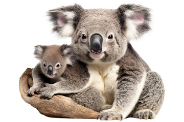 Koala with its cute cub, cut out - obrazy, fototapety, plakaty