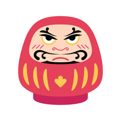 Cartoon Color Character Daruma Icon Flat Design Style Japanese Traditional Doll Bodhidharma Zen Concept Symbol of Buddhism. Vector illustration