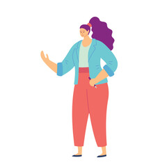 Cartoon Color Character Girl with a Pen Concept Education or Business Flat Design Style. Vector illustration