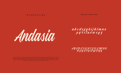 Abstract Calligraphy font alphabet. Minimal modern urban fonts for logo, brand etc. Typography typeface uppercase lowercase and number. vector illustration
