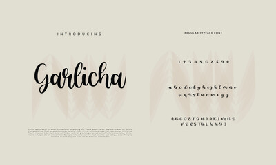 Abstract Calligraphy font alphabet. Minimal modern urban fonts for logo, brand etc. Typography typeface uppercase lowercase and number. vector illustration
