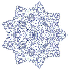 Circular pattern in form of decorative mandala on white background