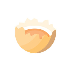 Cartoon Color Crack Chicken Egg with Yolk Icon Concept Flat Design Style . Vector illustration of Eggshell and Protein