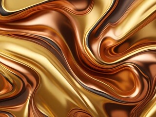 copper and gold liquid ink churning together,  realistic texture in 8k quality. Digital art 3D illustration. Metalic colours.