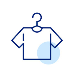 Clean white t shirt on a hanger. Laundry symbol. Pixel perfect, editable stroke icon