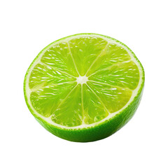 Natural fresh lime. Cut green llama on isolated background. Ingredient for a cocktail. AI