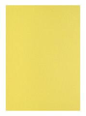 yellow paper texture size A4, paper isolated with clipping path on transparent background