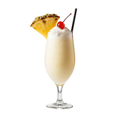 Pina colada drink cocktail glass on isolated background. Summer mood. Element for beach bar menu. AI