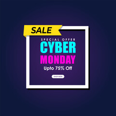 Vector illustration of Cyber Monday Sale social media feed template