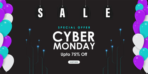 Vector illustration of Cyber Monday Sale social media feed template