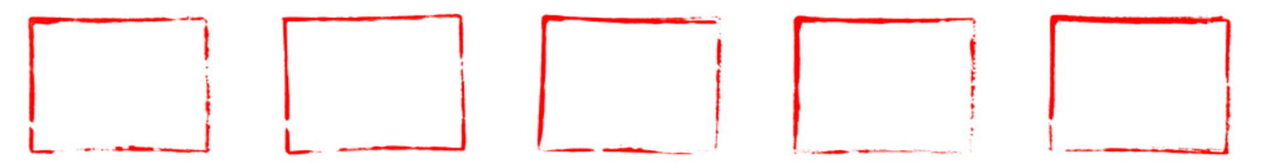 5 Stempel oder Pinsel Rahmen in rot als Umrandung - obrazy, fototapety, plakaty