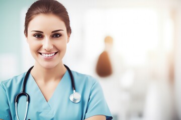 confident and smiling nurse at hospital for medical care - obrazy, fototapety, plakaty