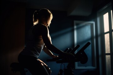 Fototapeta na wymiar young athlete women running on a treadmill in health club