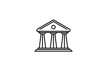 Greek Column Building logo design in line art style