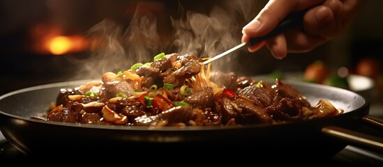 Chef is cooking home Bulgogi