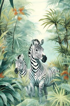 Zebras in the jungle