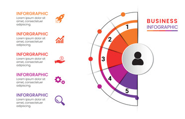 Infographic design vector and marketing icons can be used for workflow layout, diagram, annual report, web design. Business concept with 3, 4, and 5 options, steps or processes.