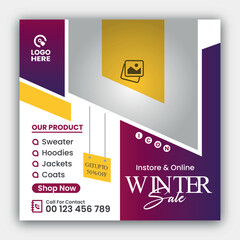 winter sale instagram poster and banner design

