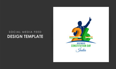 Vector illustration of Constitution Day of India social media feed template