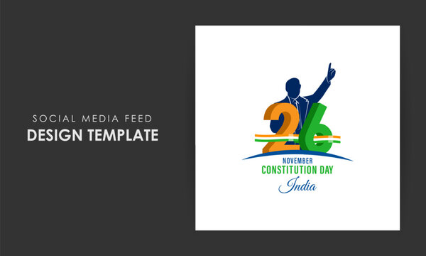 Vector illustration of Constitution Day of India social media feed template