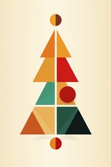 Modern greeting card for Christmas or New Year. Geometry minimalist style