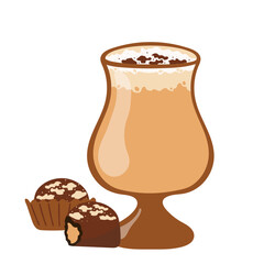 Christmas Mug With Cream Drink. Winter hot drink with chocolates