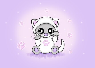 cute baby cat in babygrow gro illustration 