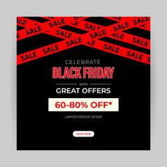 Vector illustration of Black Friday Sale social media feed template