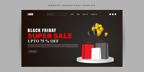Fototapeta na wymiar Vector illustration of Black Friday Sale Website landing page banner Template