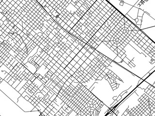 Vector road map of the city of  Bella Vista in Argentina with black roads on a white background.