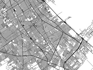 Vector road map of the city of  Berazategui in Argentina with black roads on a white background.