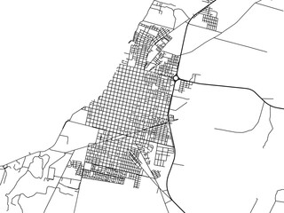 Vector road map of the city of  Goya in Argentina with black roads on a white background.