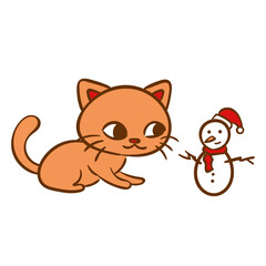 Obraz na płótnie Canvas Christmas Cat Illustration Set