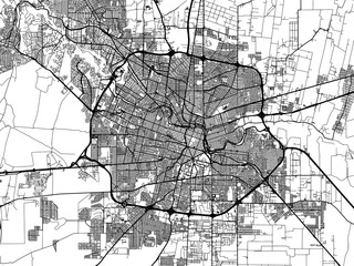 Obraz premium Vector road map of the city of Cordoba in Argentina with black roads on a white background.