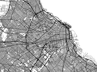 Vector road map of the city of  Buenos Aires in Argentina with black roads on a white background.