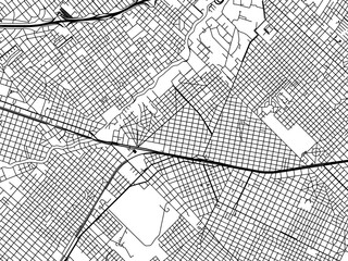 Vector road map of the city of  Merlo in Argentina with black roads on a white background.