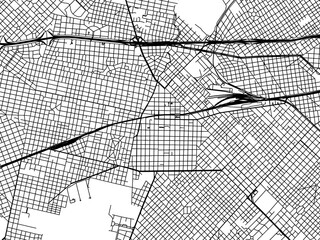 Vector road map of the city of  Moron in Argentina with black roads on a white background.