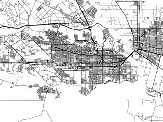 Vector road map of the city of  Neuquen in Argentina with black roads on a white background.