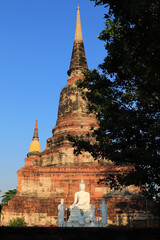 Pagoda at Wat Yai Chaimongkol at Ayutthaya in Thailand,UNESCO world heritage site