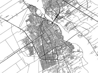 Vector road map of the city of  Santiago del Estero in Argentina with black roads on a white background.
