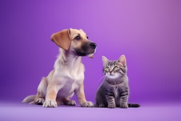 The Playful Dog and Curious Kitten, Unlikely Best Friends AI Generated Illustration