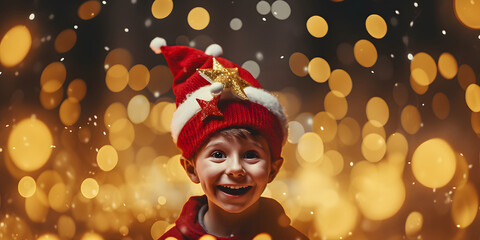 child in christmas hat