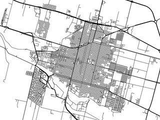 Obraz premium Vector road map of the city of Villa Mercedes in Argentina with black roads on a white background.