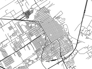 Vector road map of the city of  Zarate in Argentina with black roads on a white background.