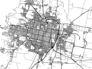 Naklejka premium Vector road map of the city of San Miguel de Tucuman in Argentina with black roads on a white background.