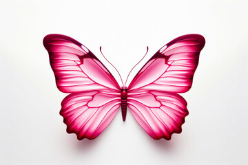 Pink butterfly with white background and white background. - obrazy, fototapety, plakaty