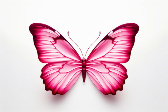 Pink butterfly with white background and white background. © VISUAL BACKGROUND