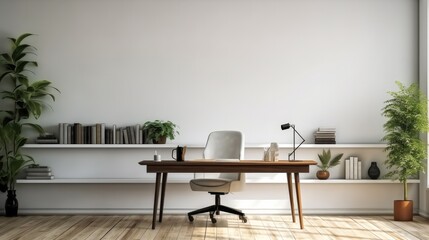 Cozy office interior with modern work desk.